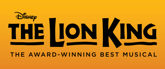 Disney The Lion King The Award winning Musical logo in black on a yellow background.